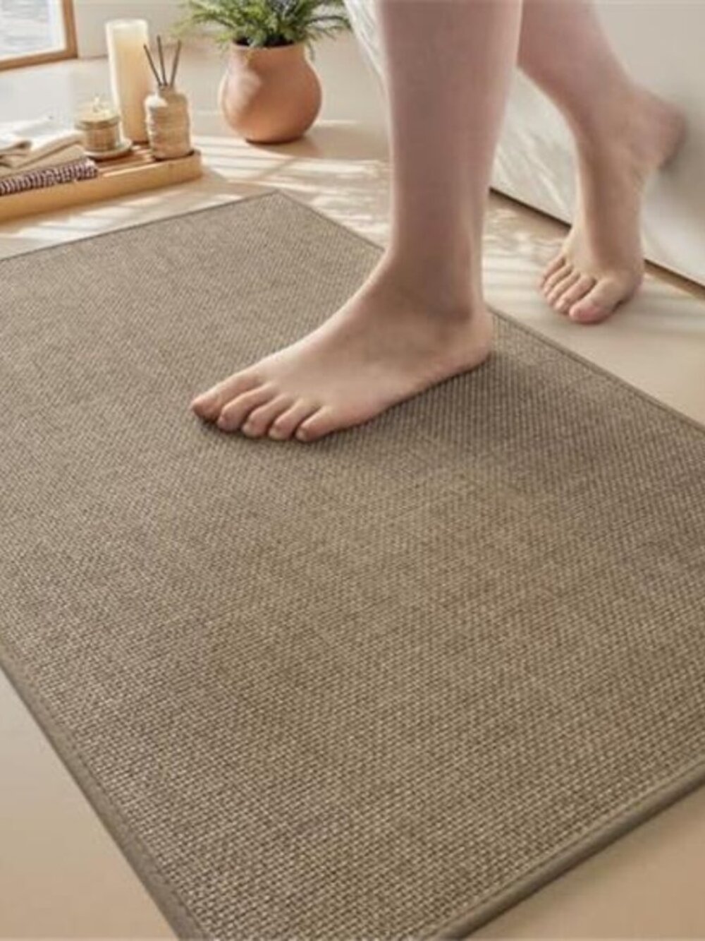 Thin Bath Mat Non Slip Quick Dry Absorbent Bathroom Rug Washable
